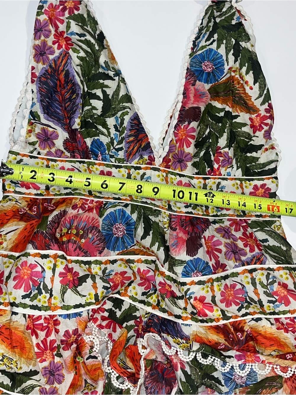 FARM RIO Off white Tropical Yard sleeveless tiered midi dress NWT - Picture 13 of 16